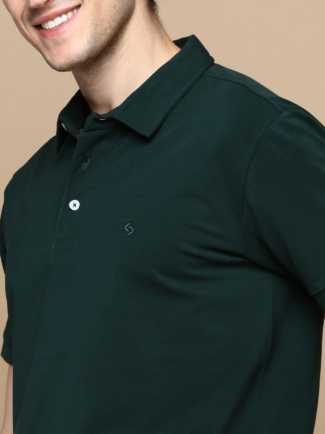 Classic Polo Men's Half Sleeve Dark Green Polo Neck Slim Fit Solid T-Shirt | PRM - 799 B SF P