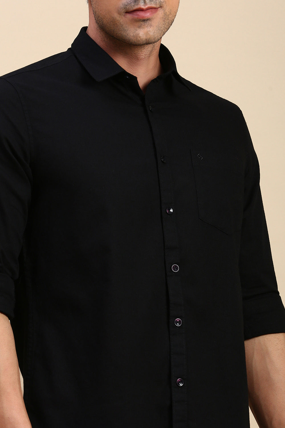 Classic Polo Men's Full Sleeve Black Polo Neck Slim Fit Solid Shirt | TOY-STRIVE-BLACK SF FS