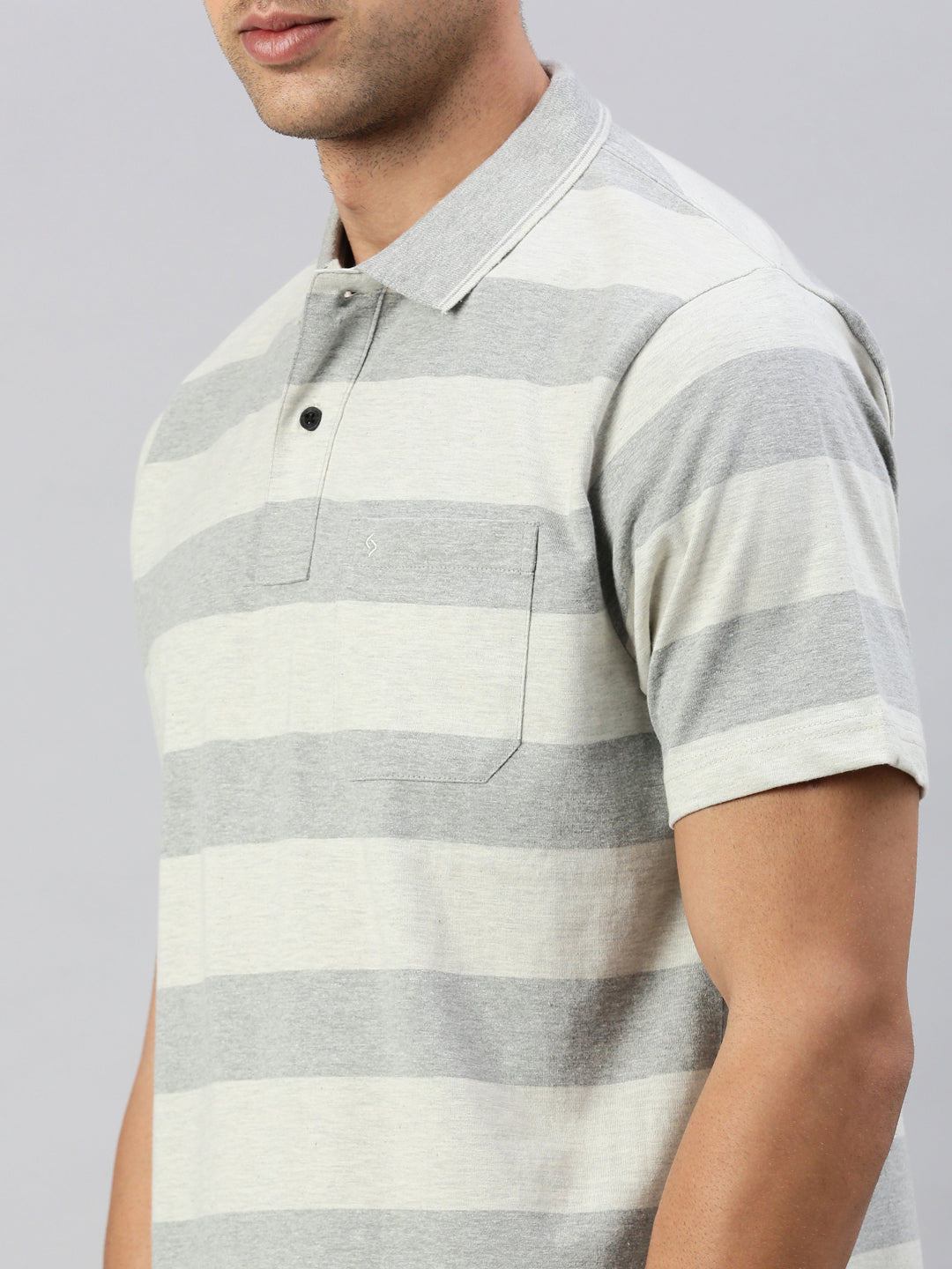 Classic Polo Men's Half Sleeve Grey Melange Polo Neck Cotton Authentic Fit T Shirt | MEL - 257 B AF P