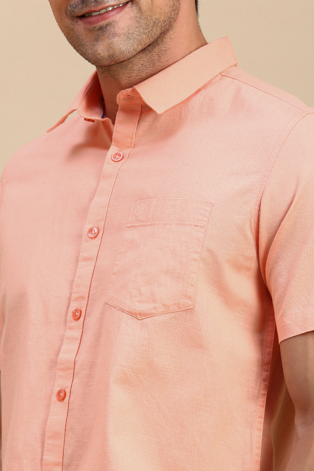 Classic Polo Men's Half Sleeve Peach Polo Neck Slim Fit Solid Shirt | TOY-STRIVE-PEACH SF HS