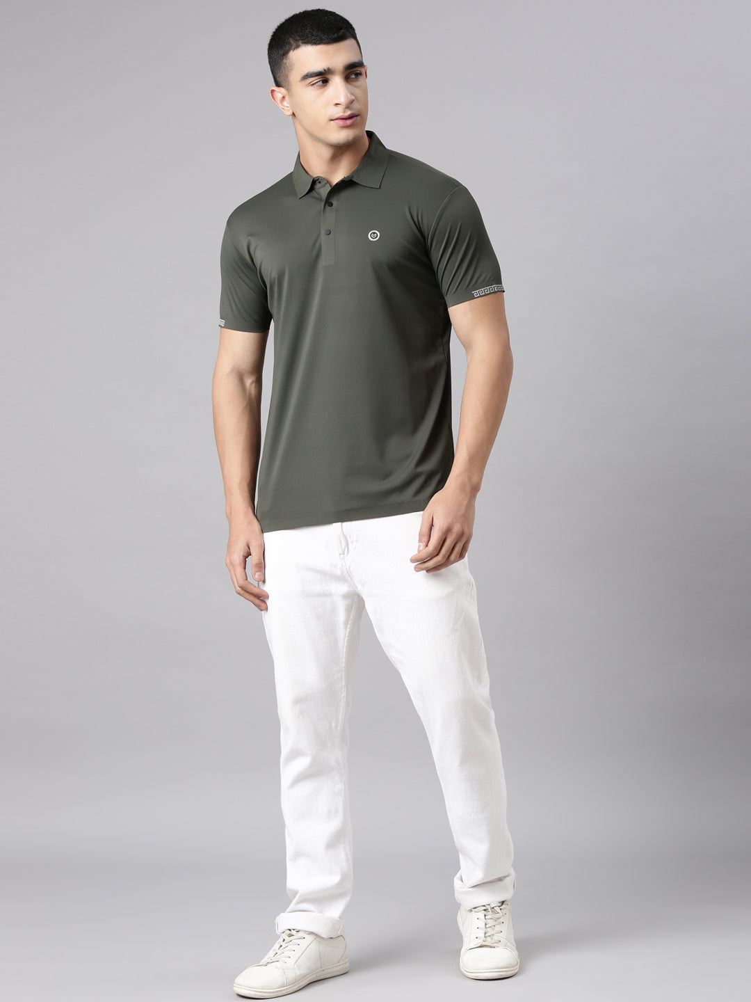 Classic Polo Men's Half Sleeve Dark Olive Polo Neck Slim Fit Solid Premium Cotton T-Shirt | UNICO - 170 SF P