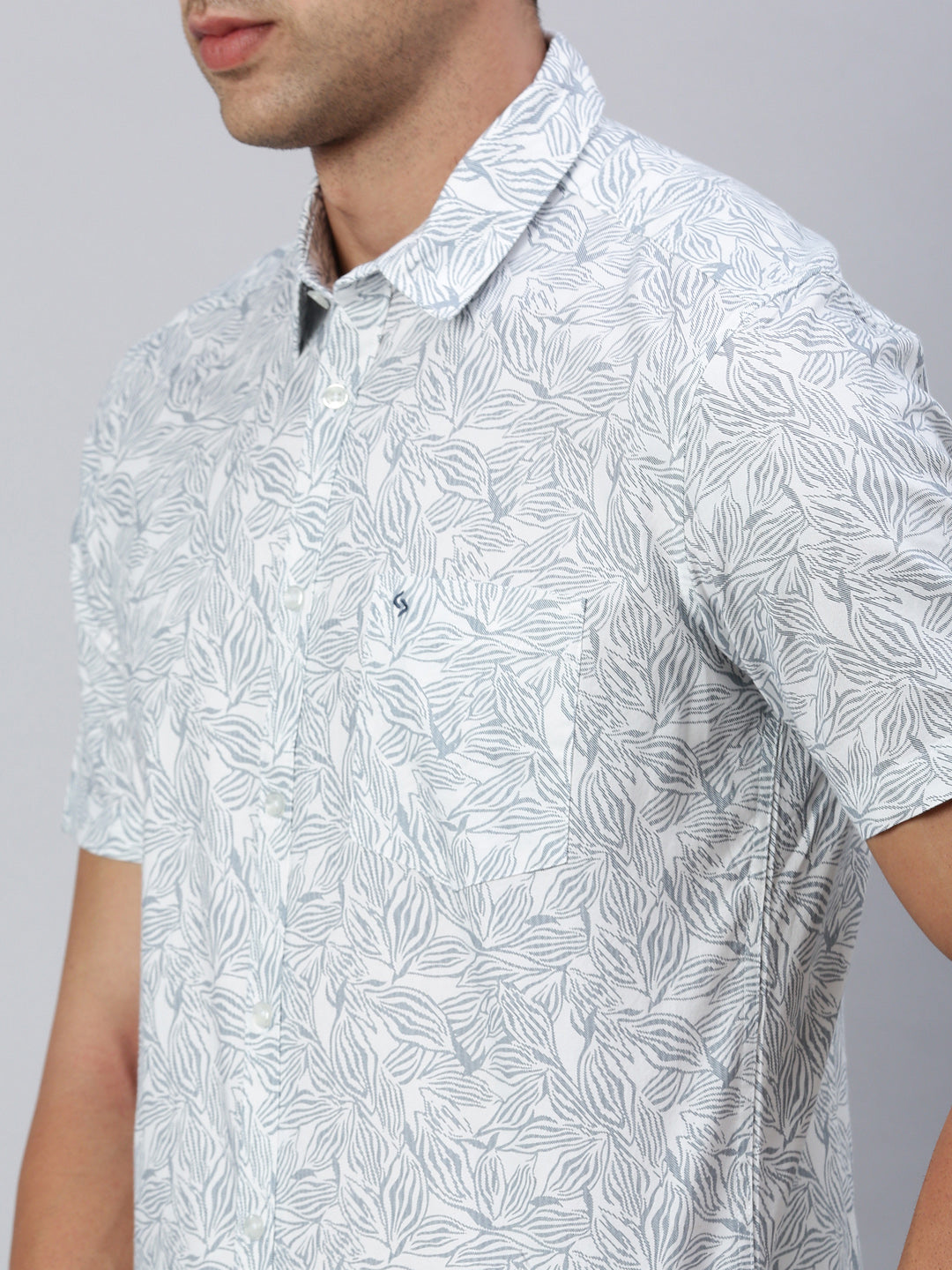 Classic Polo Men's Half Sleeve Grey/White Polo Neck Slim Fit Printed Shirt | SP2-CL-10 A-HS-PRT-SF