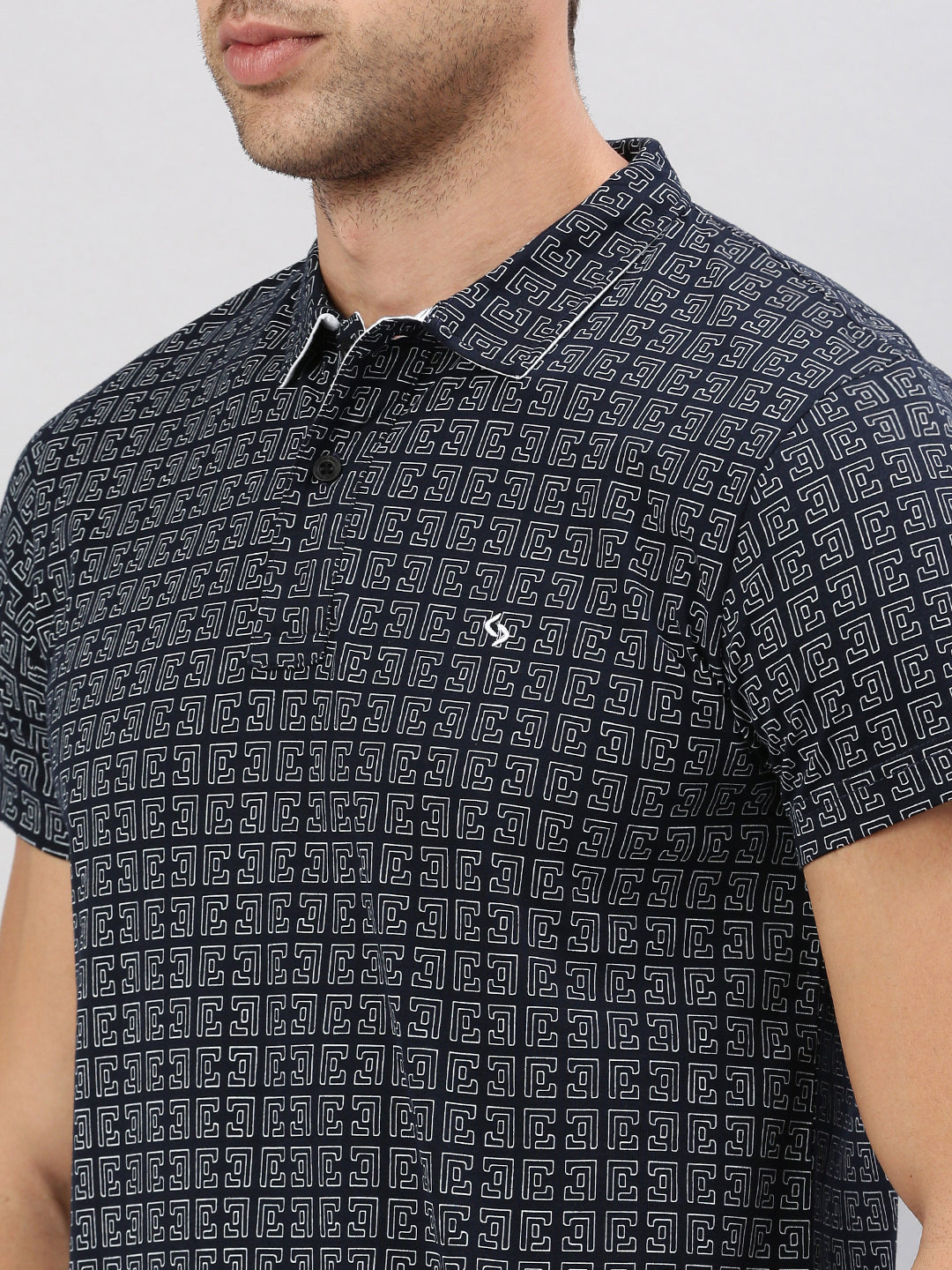 Classic Polo Men's Half Sleeve Navy Blue/White Polo Neck Cotton Slim Fit T Shirt | PRM - 796 A SF P