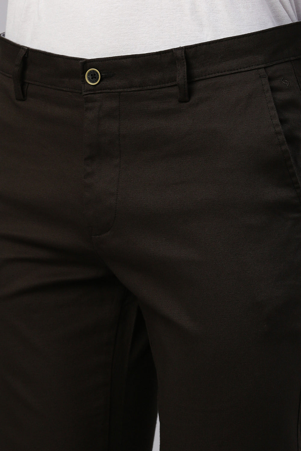 Classic Polo Men's Dark Olive Moderate Fit Solid Trouser | TQ1-CL-21 D-OLV-MF-LY