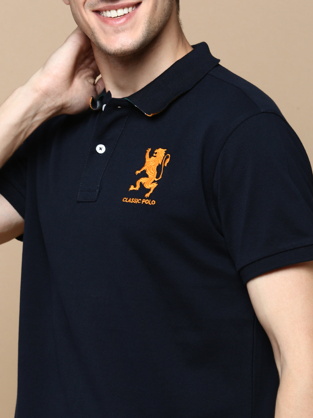 Classic Polo Men's Half Sleeve Black Polo Neck Slim Fit Printed T-Shirt | GENX-POLO 23 A SF P