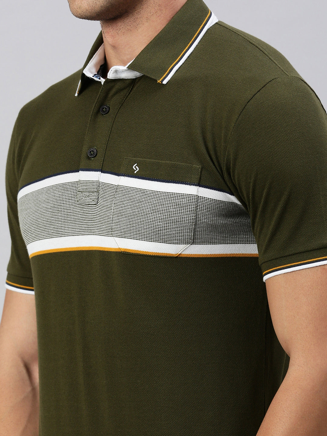 Classic Polo Men's Half Sleeve Olive Polo Neck Slim Fit Solid T-Shirt | VTA - 282 A SF P