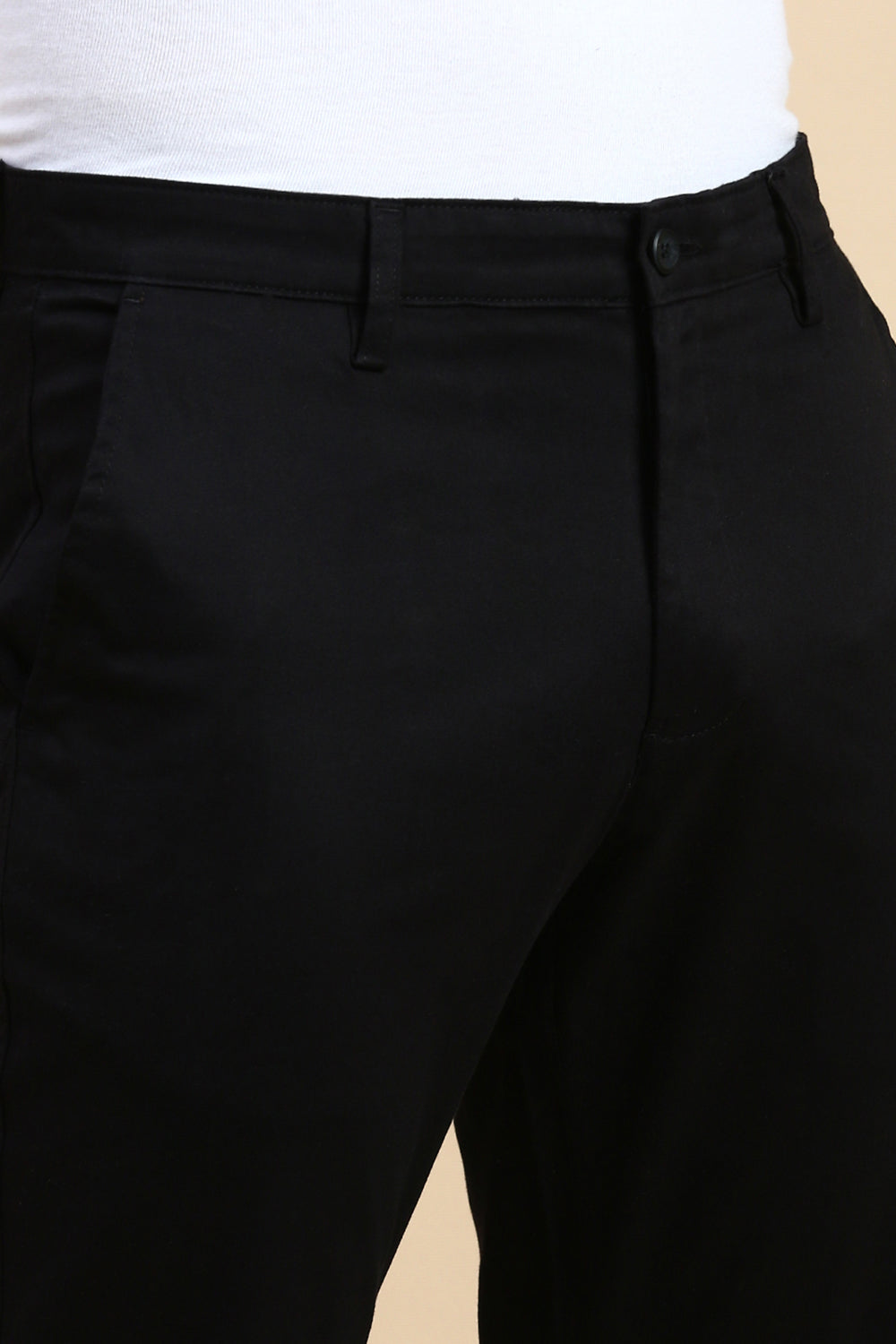 Classic Polo Men's Black Slim Fit Solid Trouser | TP2-EL-01 E-BLK-FR-LY