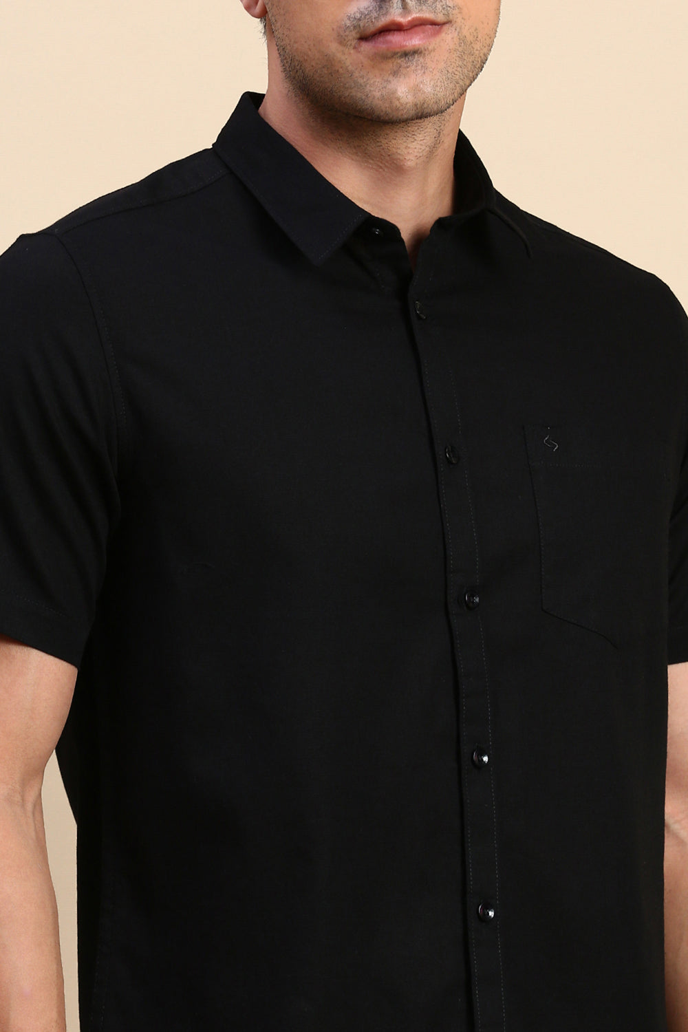 Classic Polo Men's Half Sleeve Black Polo Neck Slim Fit Solid Shirt | TOY-STRIVE-BLACK SF HS