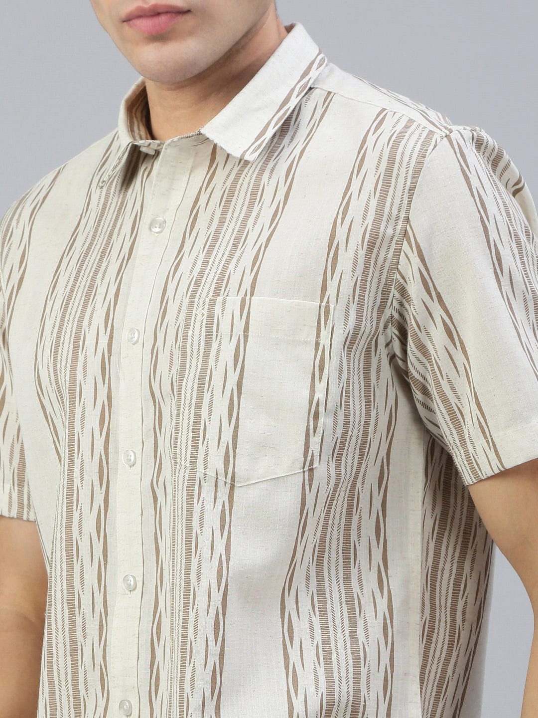 Classic Polo Men's Half Sleeve Beige/Brown Polo Neck Slim Fit Printed Shirt||SQ1-EL-56 A-HS-PRT-SF