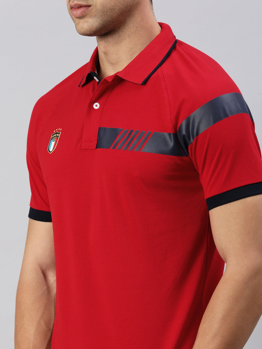 Classic Polo Men's Half Sleeve Red Polo Neck Slim Fit Solid T-Shirt | GENX-POLO 27 A SF P