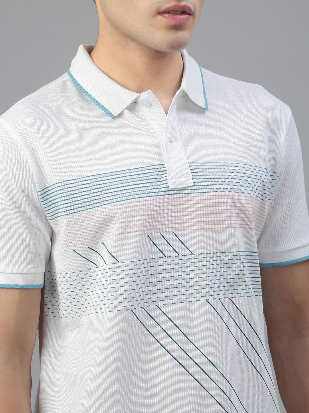 Classic Polo Men's Half Sleeve White Polo Neck Slim Fit Printed T-Shirt||RAY POLO - 01 A SF P