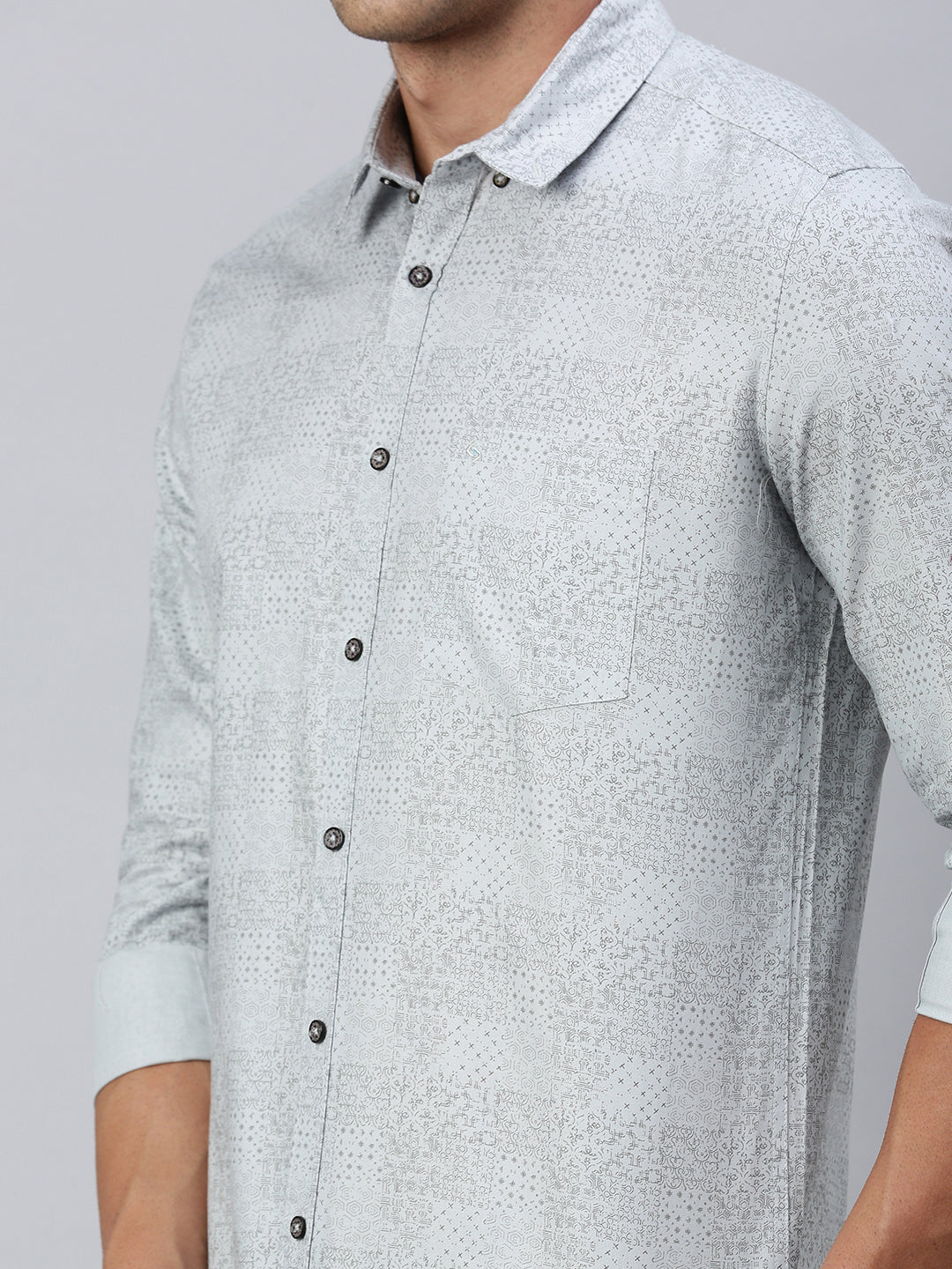 Classic Polo Men's Full Sleeve White/Grey Slim Fit Printed Casual Shirt | SP2-CL-13 A-FS-PRT-SF