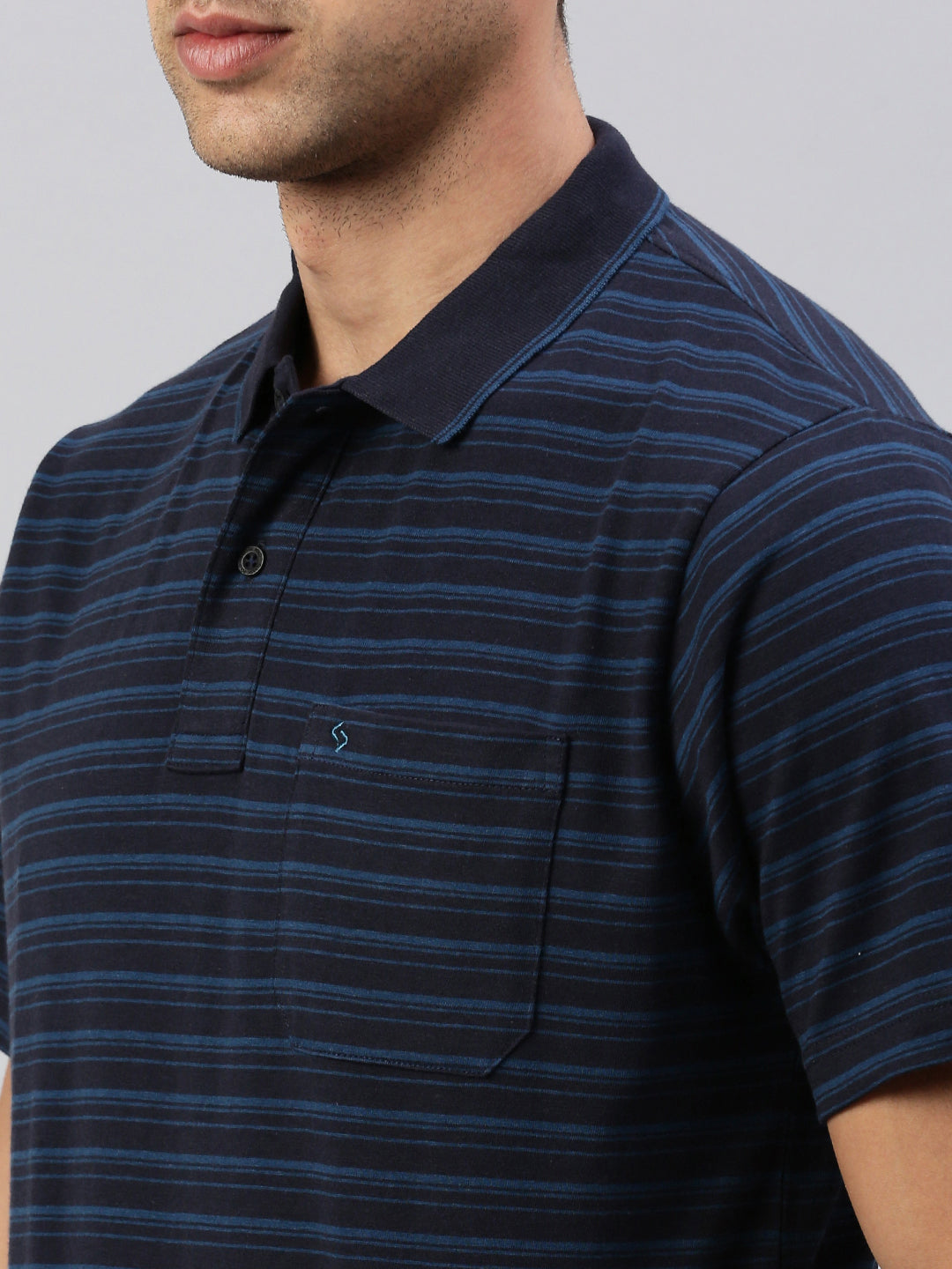 Classic Polo Men's Half Sleeve Navy Blue Polo Neck Cotton Authentic Fit T Shirt | FEEDERS - 264 B AF P