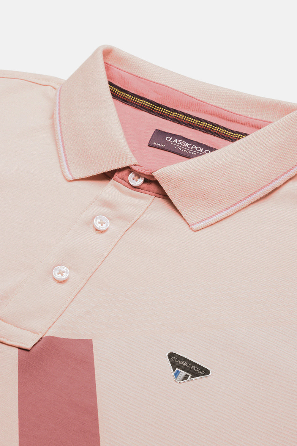 Classic Polo Men's Half Sleeve Peach Polo Neck Slim Fit Printed T-Shirt | FP - 01 B SF P