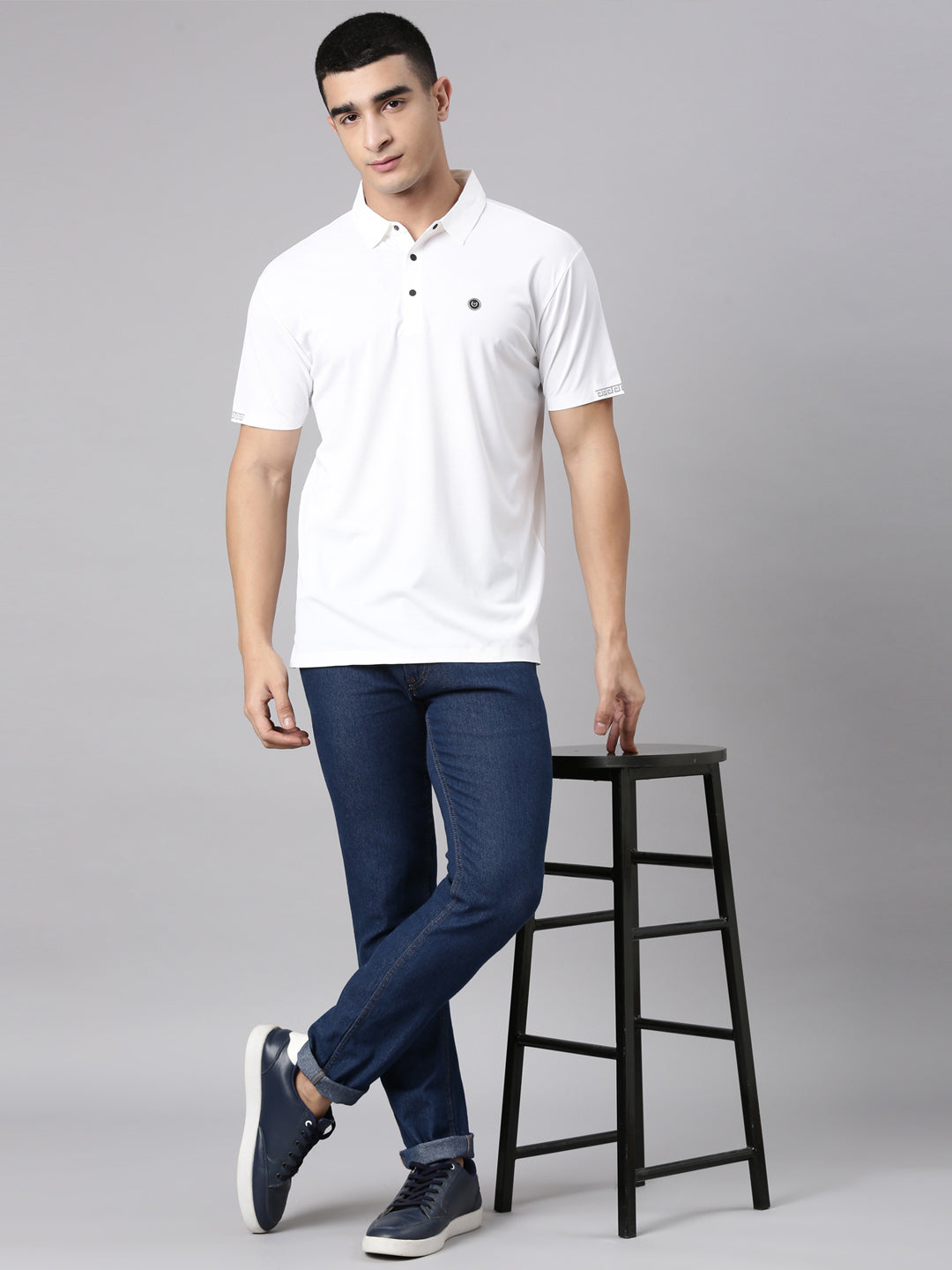 Classic Polo Men's Half Sleeve White Polo Neck Slim Fit Solid Premium Cotton T-Shirt | UNICO - 165 SF P