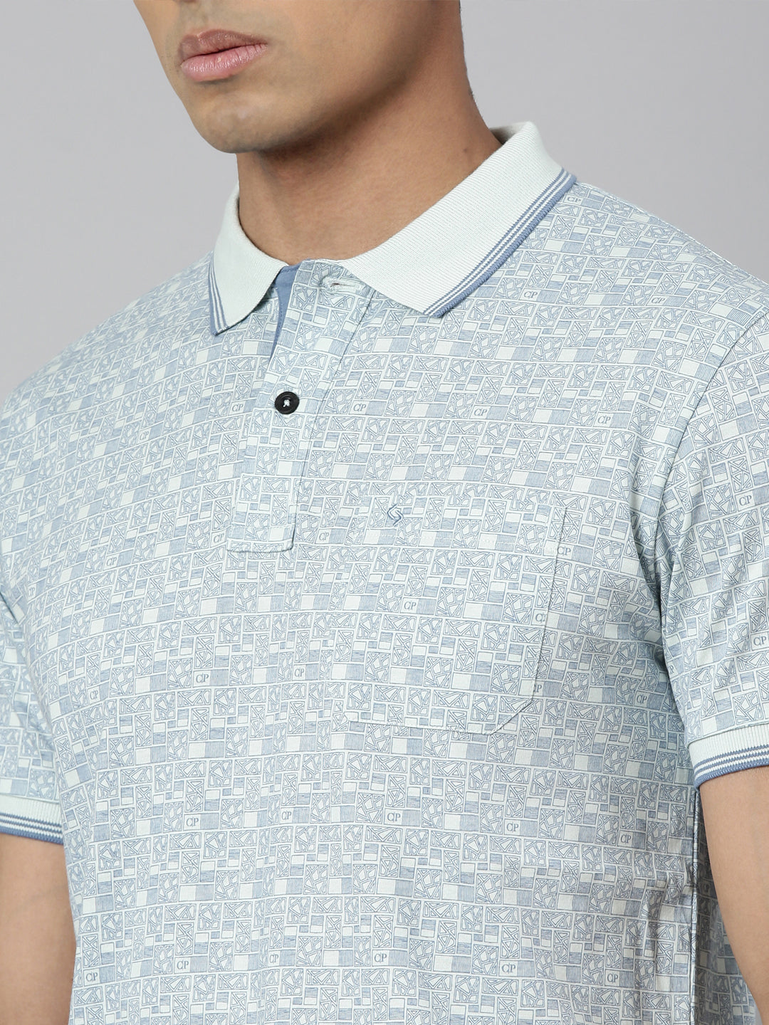 Classic Polo Men's Polo Neck Cotton Blue Slim Fit Printed T-Shirt | BELLO-282 A SF P