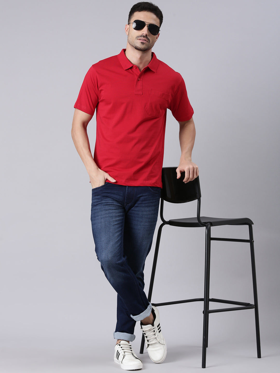 Classic Polo Men's Half Sleeve Red Polo Neck Authentic Fit Solid Cotton T-Shirt | TOY-SOLIX-SALSA AF P