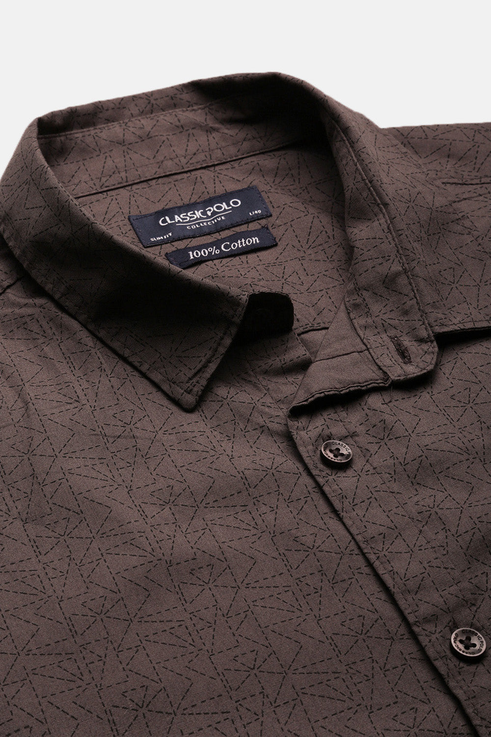 Classic Polo Men's Half Sleeve Brown Polo Neck Slim Fit All Over Print Shirt | SP2-CL-74 B-HS-PRT-SF