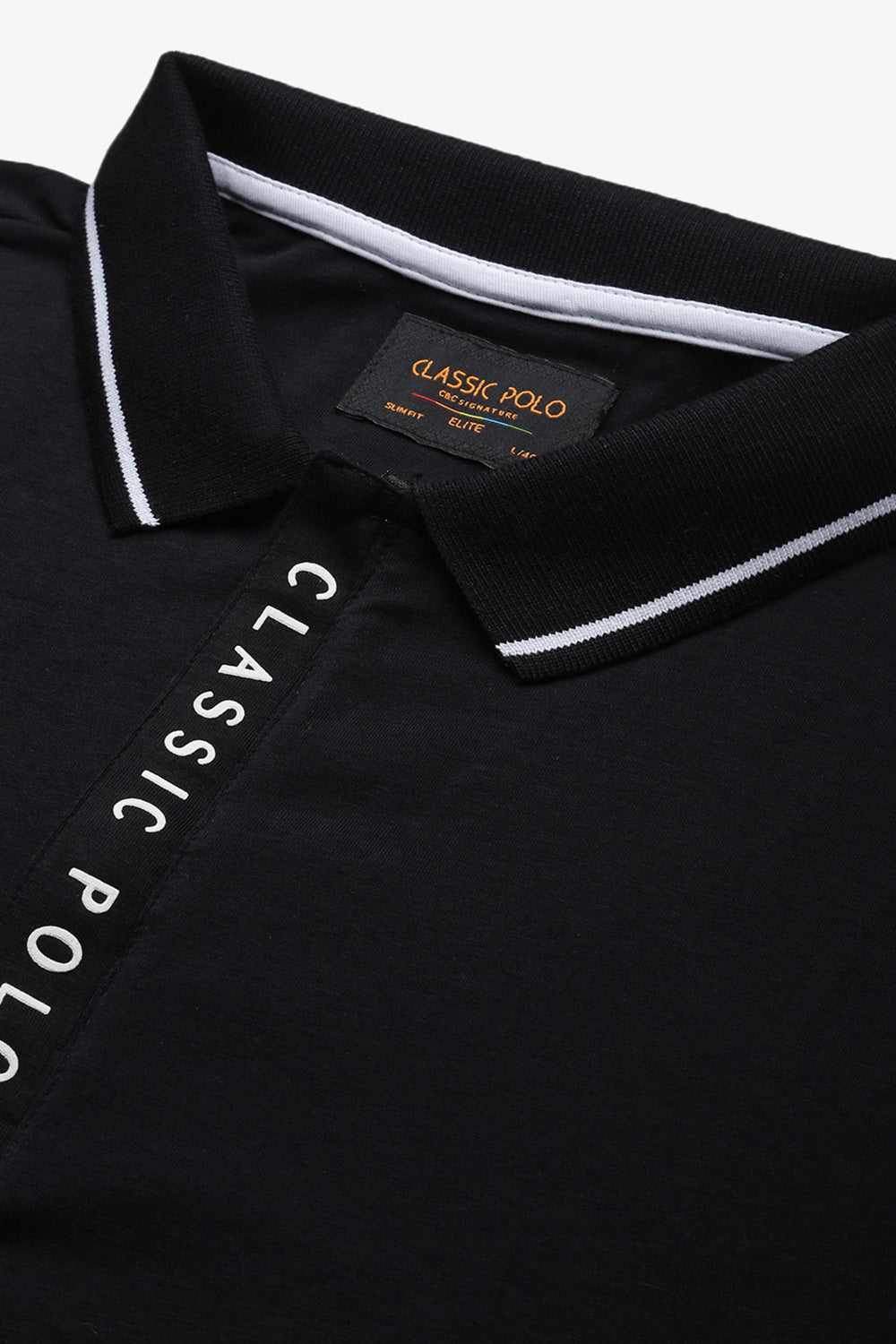 Classic Polo Men's Half Sleeve Black Polo Neck Slim Fit Solid T-Shirt | ELITE-POLO-18 B SF P