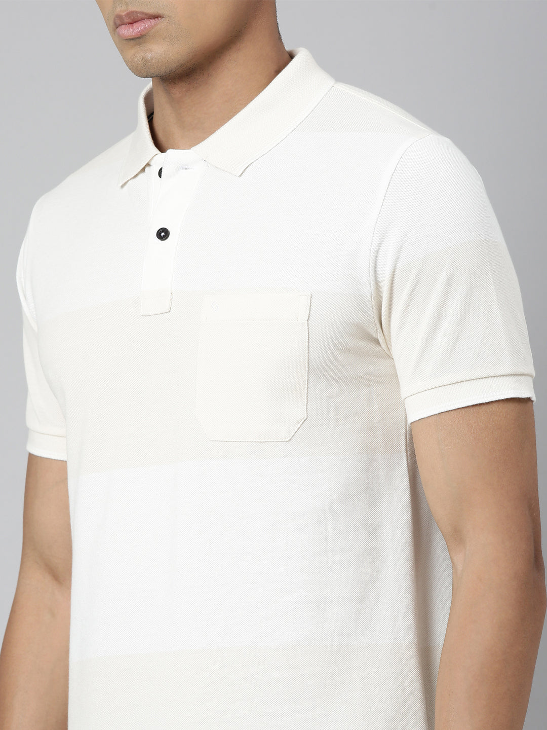Classic Polo Men's Polo Neck Cotton White Slim Fit Striped T-Shirt | ADORE-217 A SF P