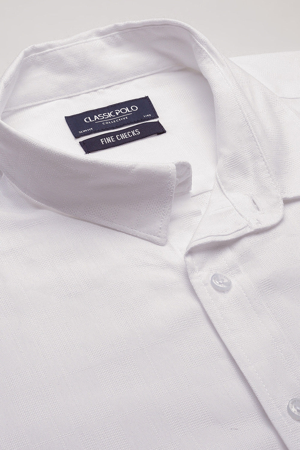 Classic Polo Men's Half Sleeve White Polo Neck Slim Fit Checked Shirt | SP2-CL-35 A-HS-CHK-SF