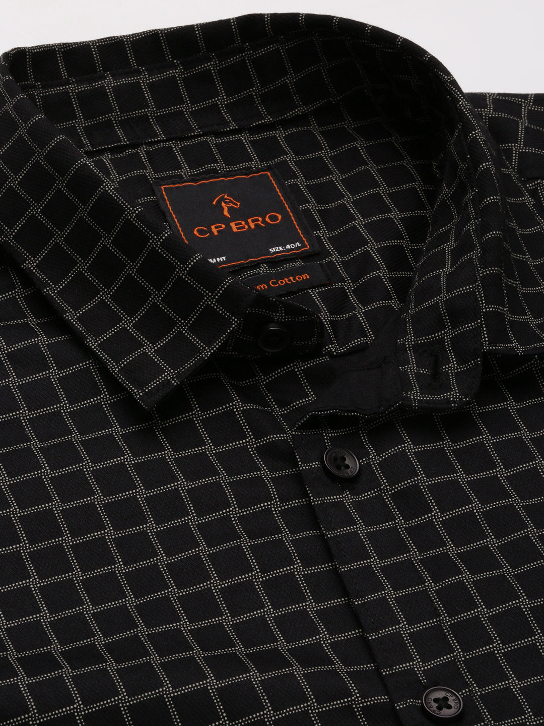 CP BRO Men's Polo Neck Cotton Black Slim Fit Printed Shirt | SBP1-26B-HS-PRT-BSL
