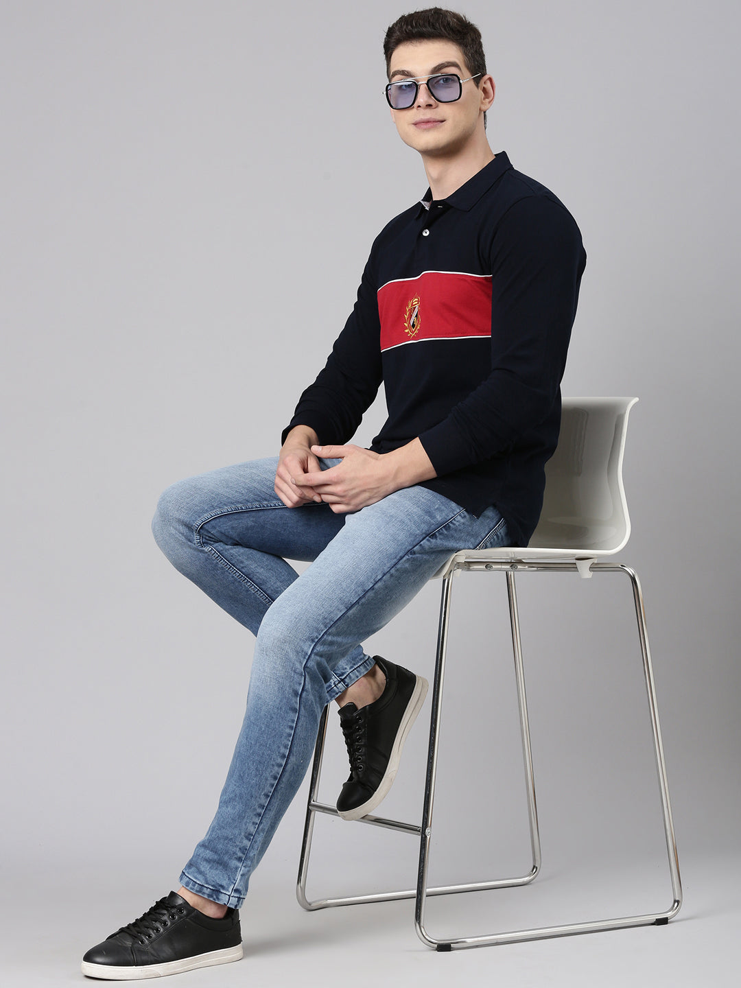 Classic Polo Men's Full Sleeve Black/Red Polo Neck Slim Fit Colorblock Cotton T-Shirt | GEN-X-POLO-FS 02 A SF P