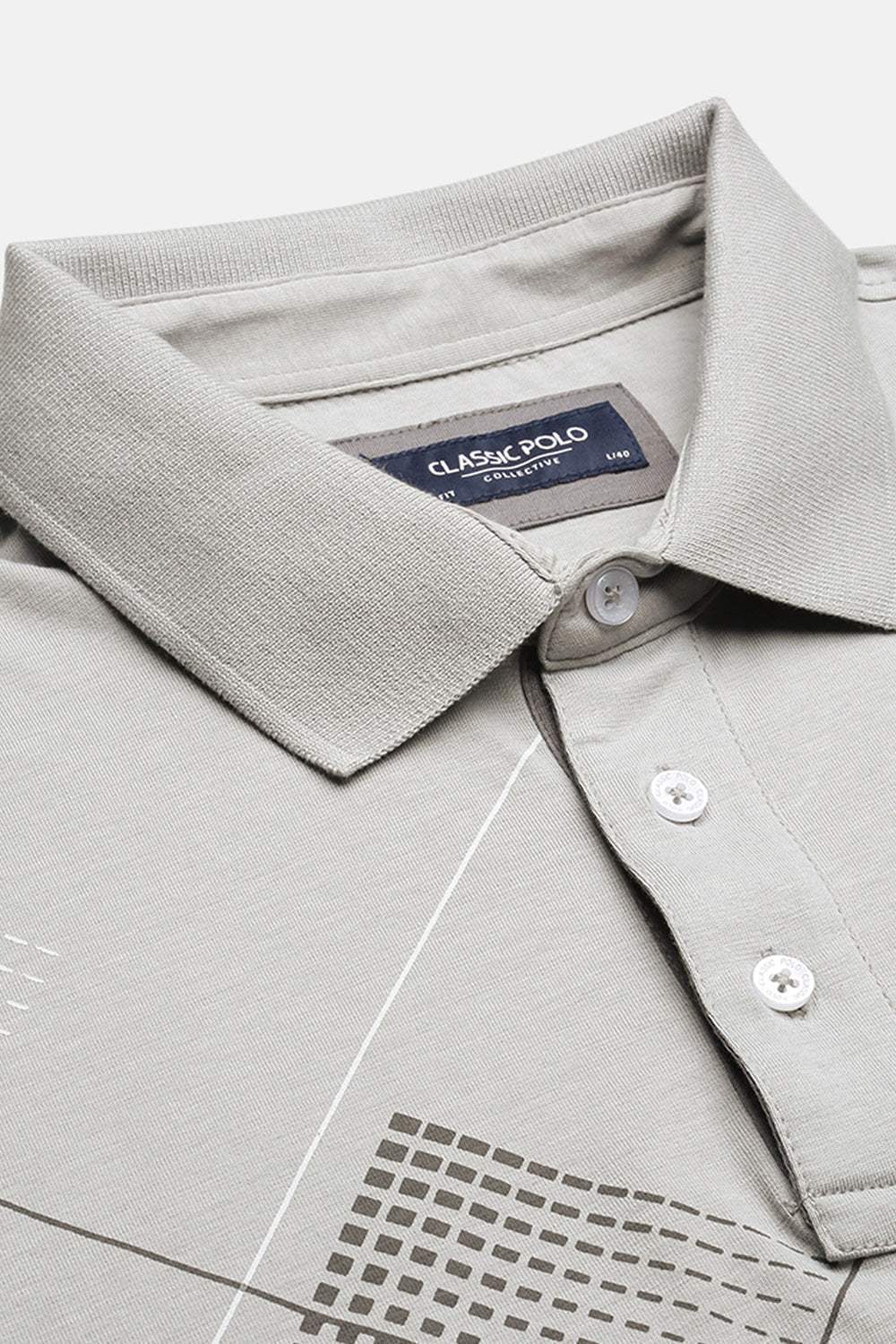 Classic Polo Men's Half Sleeve Grey Polo Neck Slim Fit Printed T-Shirt | FP - 03 B SF P