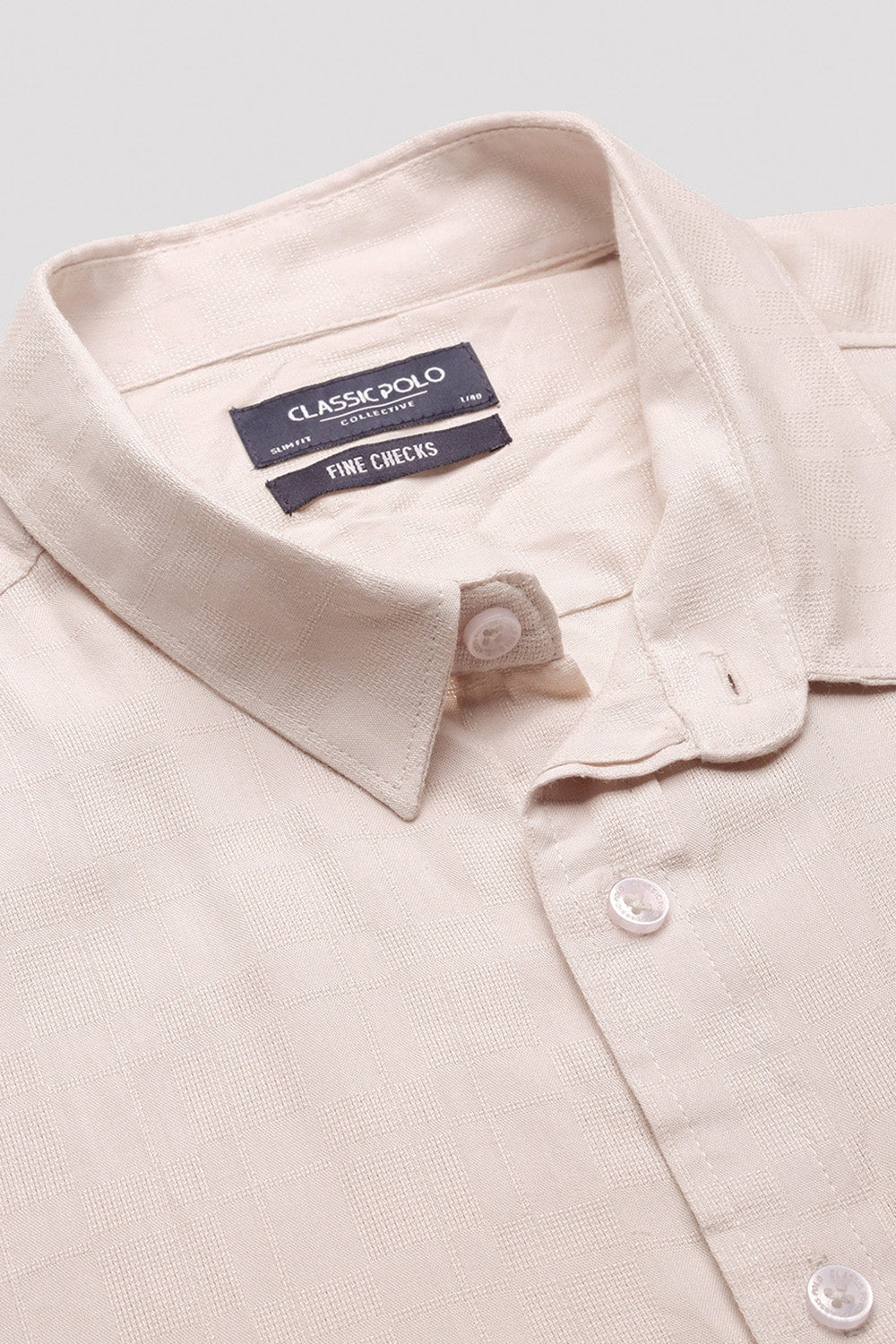 Classic Polo Men's Half Sleeve Beige Polo Neck Slim Fit Checked Shirt | SP2-CL-35 B-HS-CHK-SF
