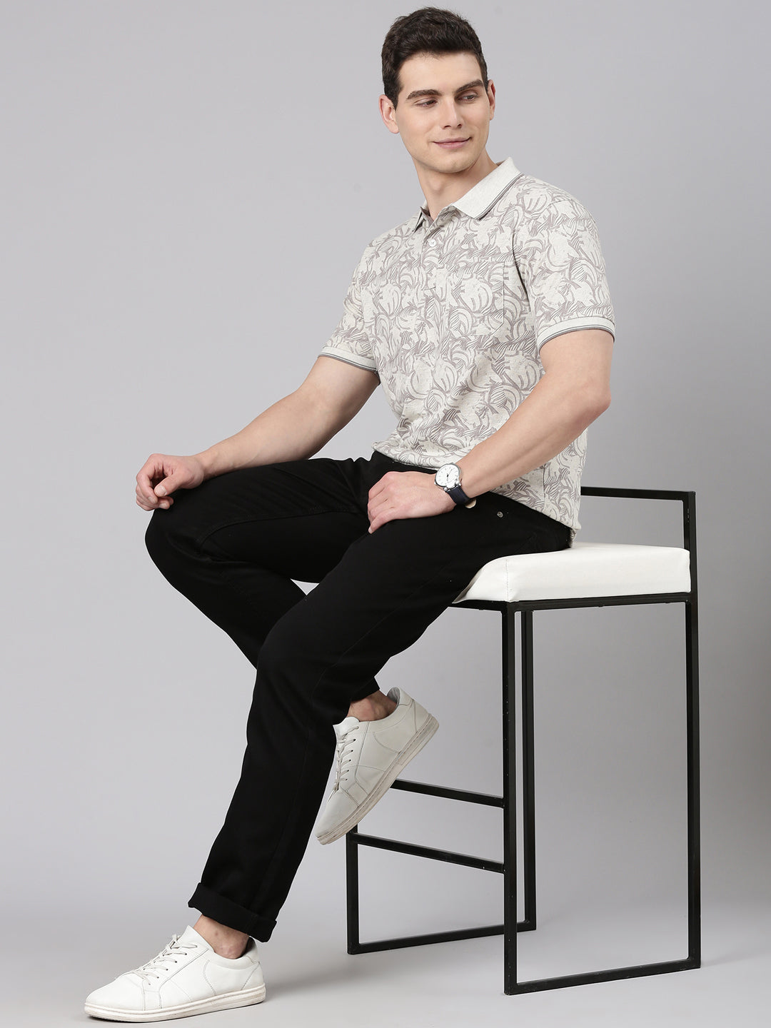 Classic Polo Men's Half Sleeve Multicolor Polo Neck Slim Fit All Over Print Cotton T-Shirt | BELLO - 352 B SF P