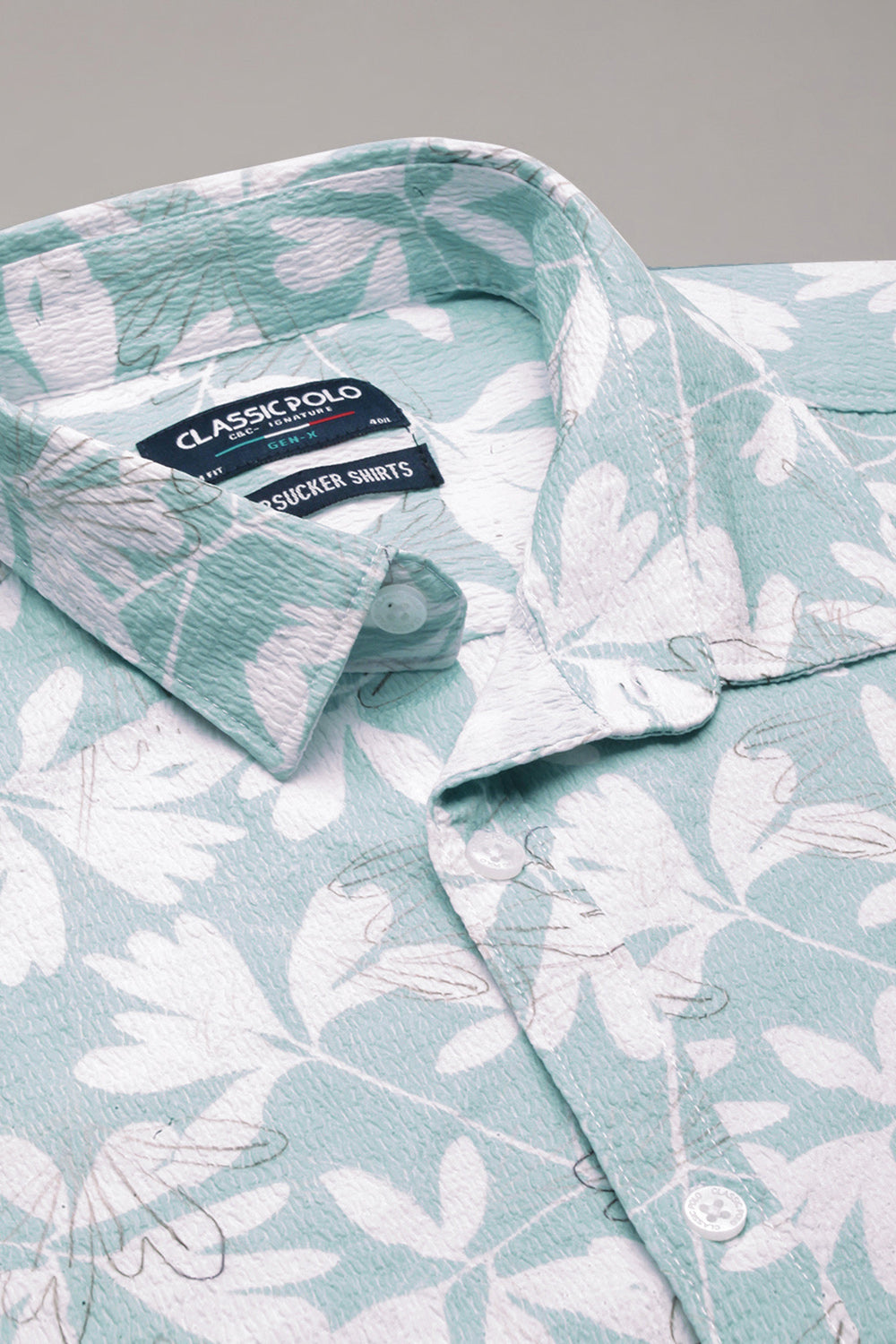 Classic Polo Men's Half Sleeve Lt.Green/White Polo Neck Slim Fit All Over Print Shirt | SP2-GN-05 B-HS-PRT-BSL