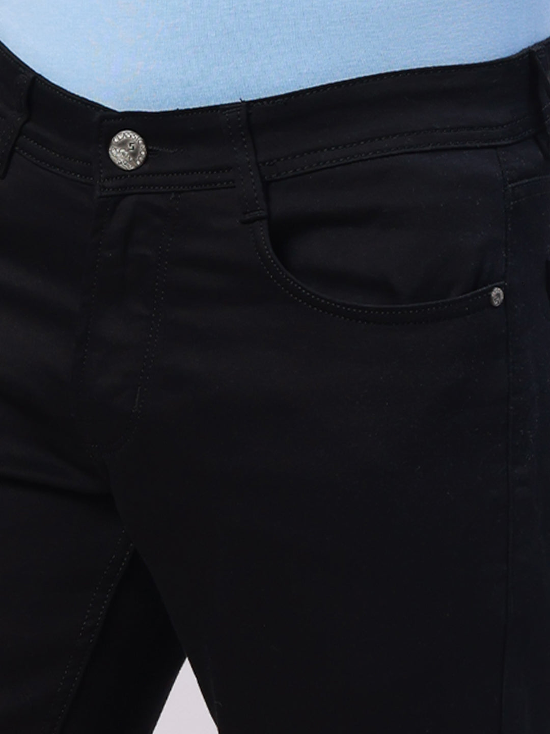 Classic Polo Men's Black Solid Cotton Slim Fit Jeans | LDMQ2-12-BLK-SF