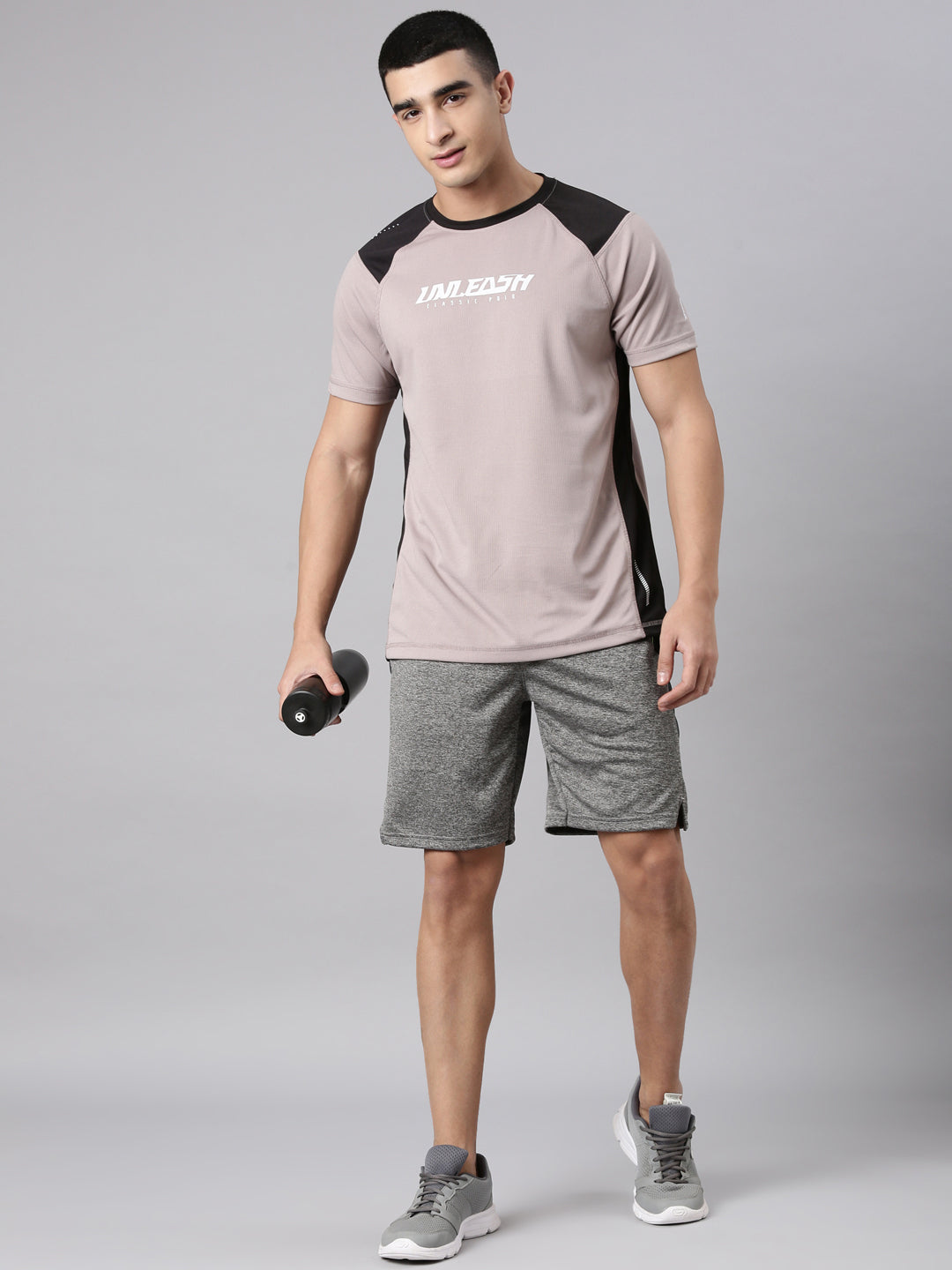 Classic Polo Men's Half Sleeve Brown/Black Crew Neck Slim Fit Printed Polyester Active Wear T-Shirt | CP-SPZ-03 A SF C