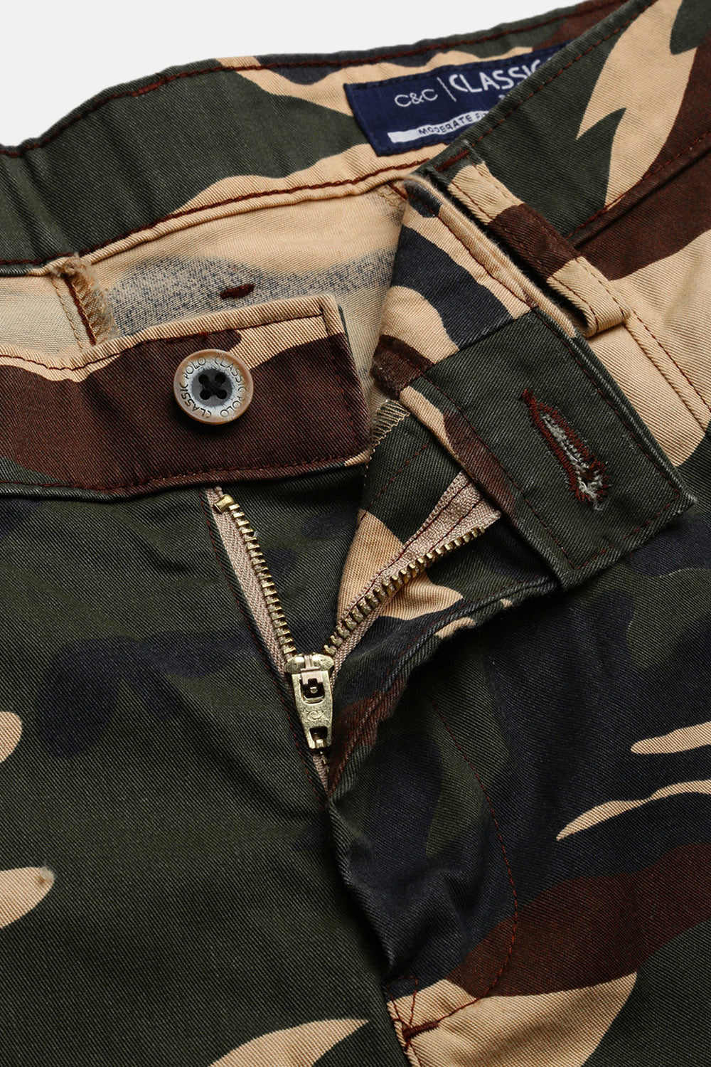 Classic Polo Men's Camoflague Slim Fit All Over Print Cargo Trouser | CPCRG-CL-01 A-GRN-CRF-LY