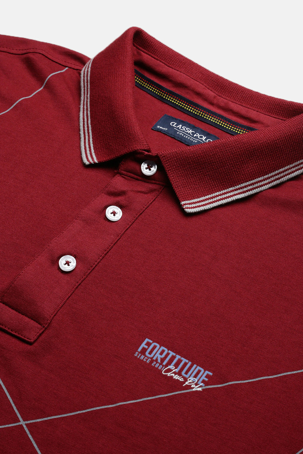 Classic Polo Men's Half Sleeve Maroon Polo Neck Slim Fit Printed T-Shirt | FP - 07 A SF P