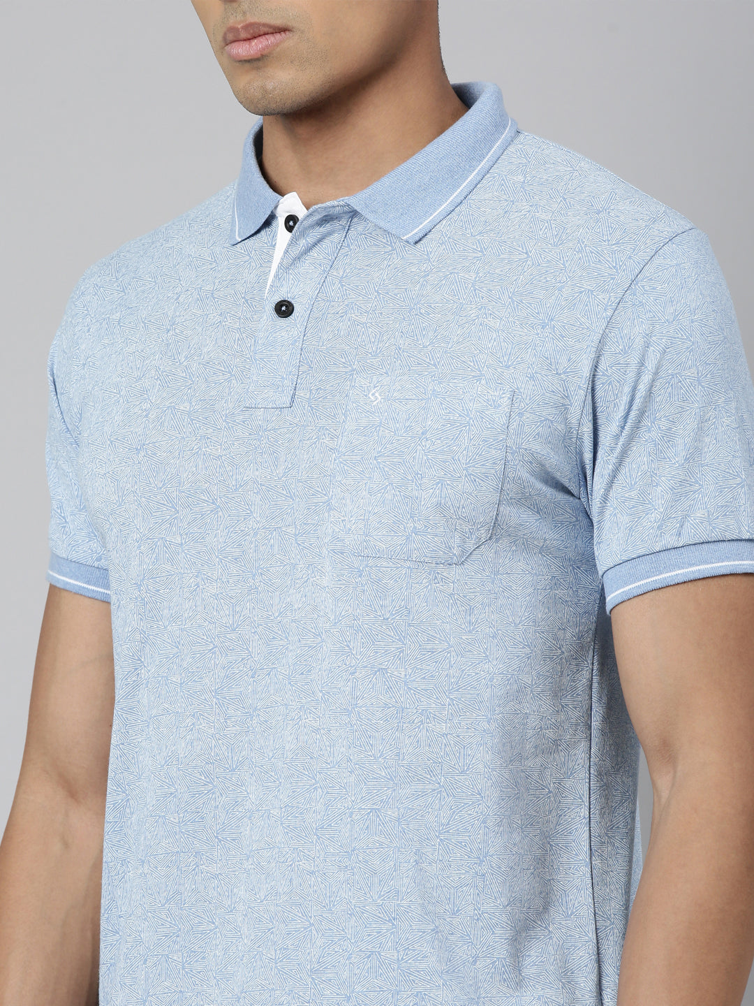 Classic Polo Men's Polo Neck Cotton Blue Slim Fit Printed T-Shirt | BELLO-259 A SF P