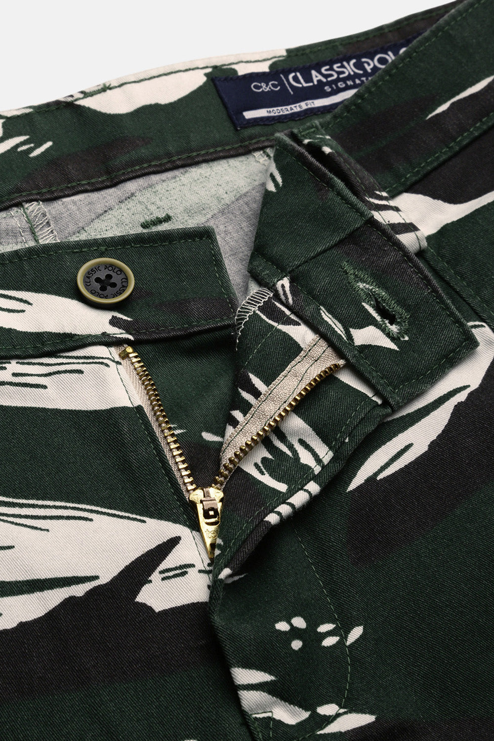 Classic Polo Men's Camoflague Slim Fit All Over Print Cargo Trouser | CPCRG-CL-05 A-GRN-CRF-LY