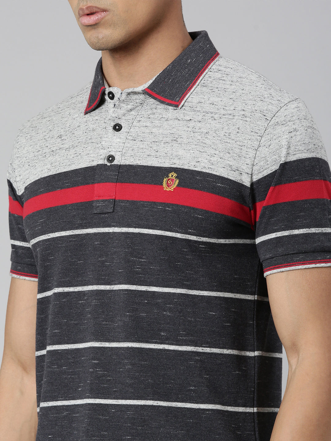 Classic Polo Men's Polo Neck Cotton White/Navy Slim Fit Striped T-Shirt | VTA-279 A SF P