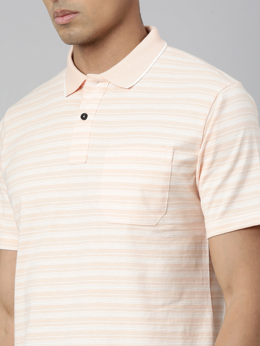 Classic Polo Men's Polo Neck Cotton White/Lt.Orange Authentic Fit Striped T-Shirt | FEEDERS-252 A AF P