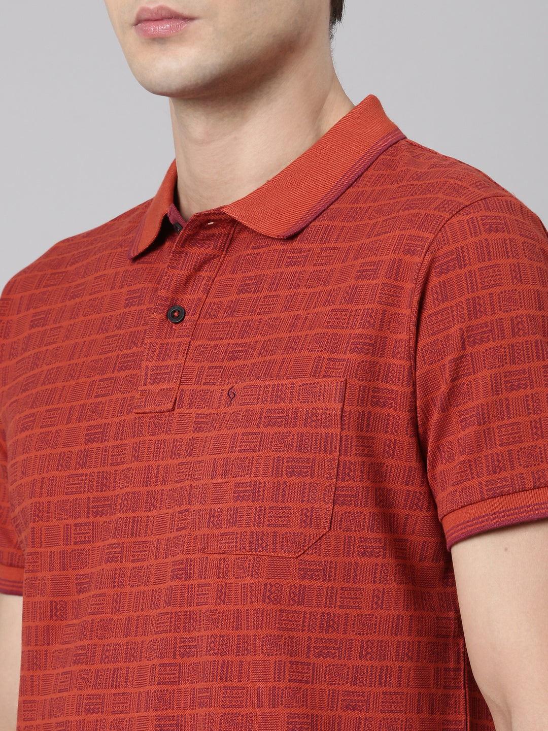 Classic Polo Men's Polo Neck Cotton Red Slim Fit Printed T-Shirt | BELLO-279 B SF P