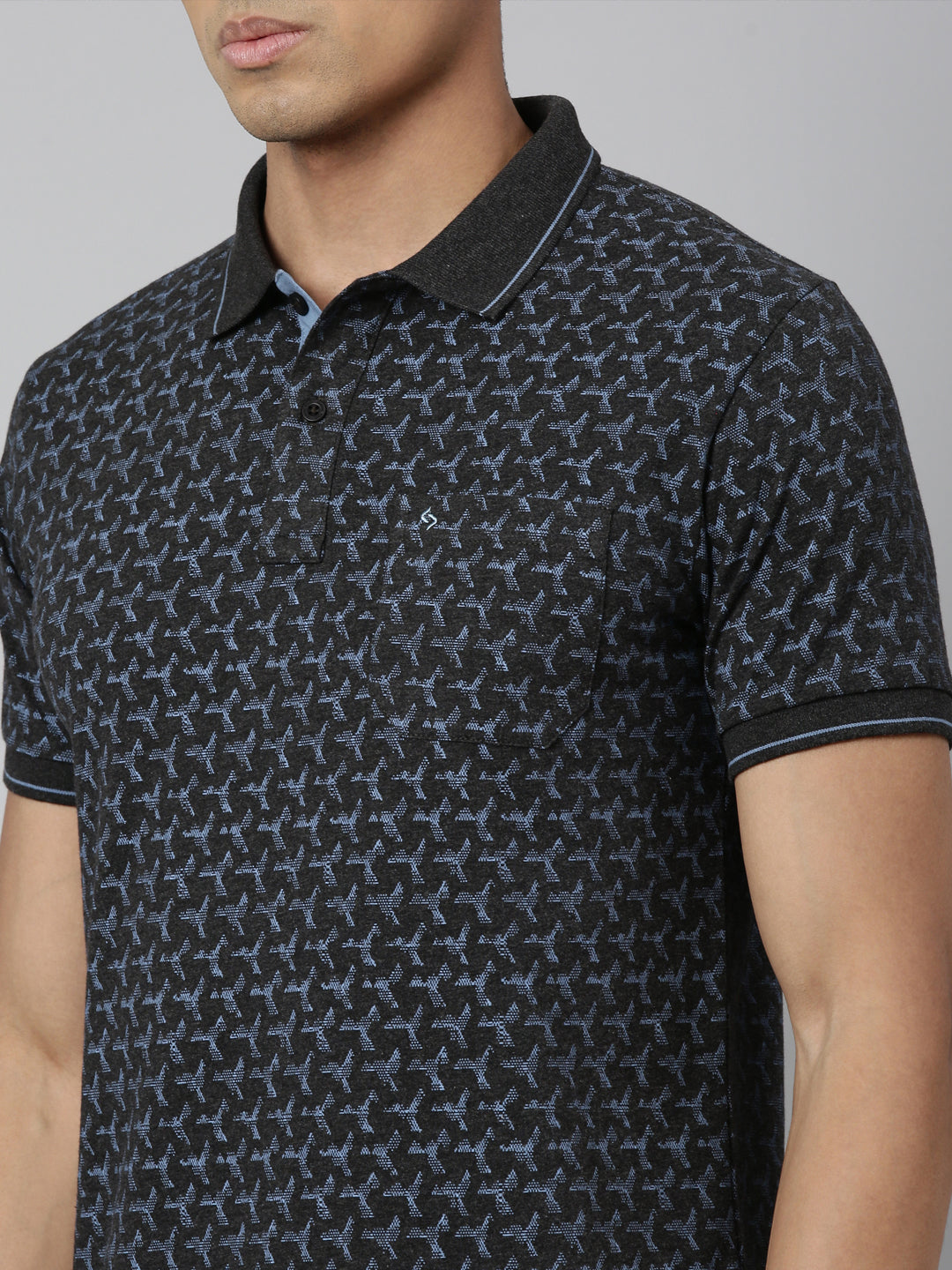 Classic Polo Men's Polo Neck Cotton Black Slim Fit Printed T-Shirt | BELLO-269 B SF P