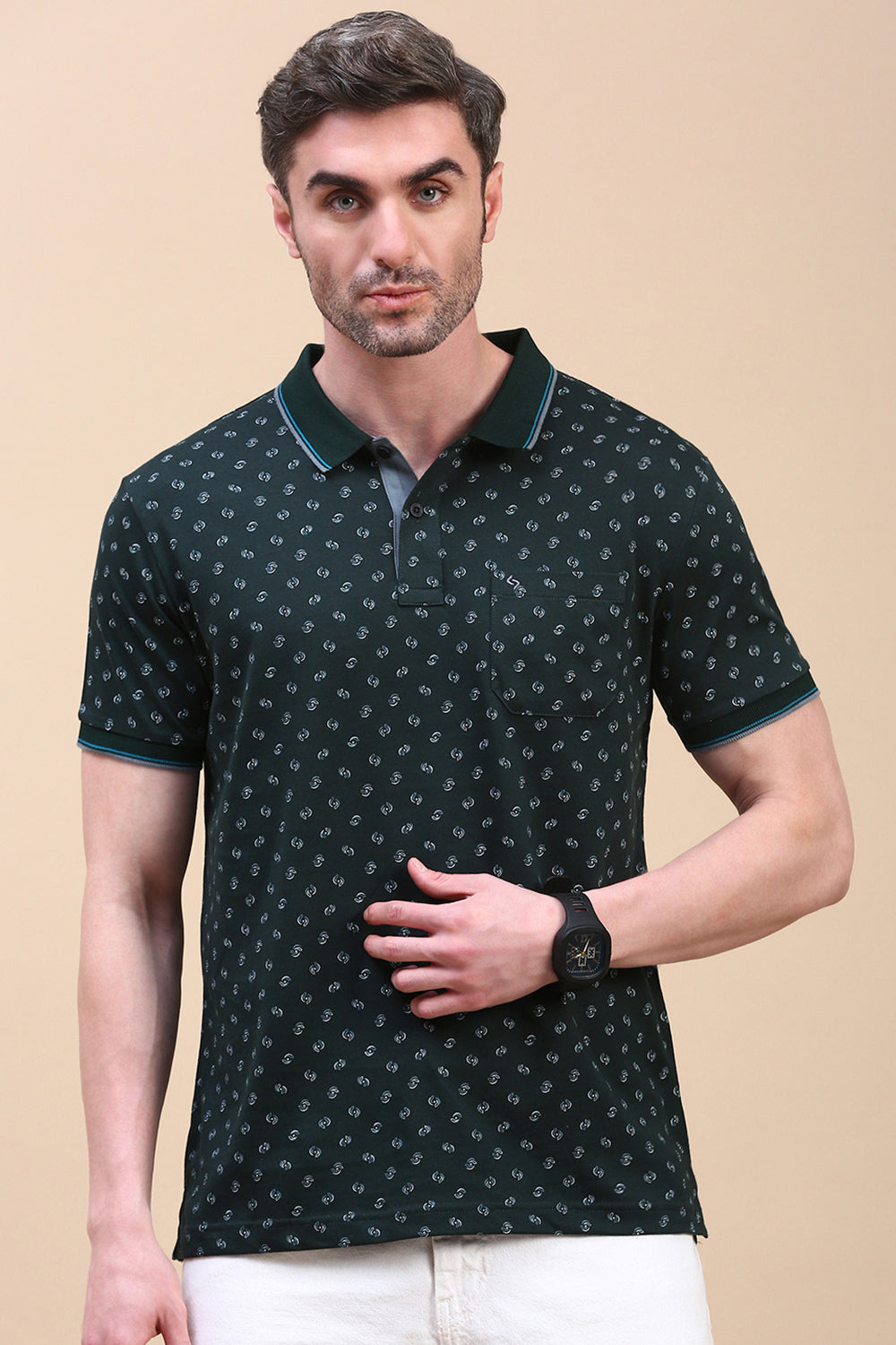 Classic Polo Men's Half Sleeve Dr.Green Polo Neck Slim Fit All-Over Print T-Shirt