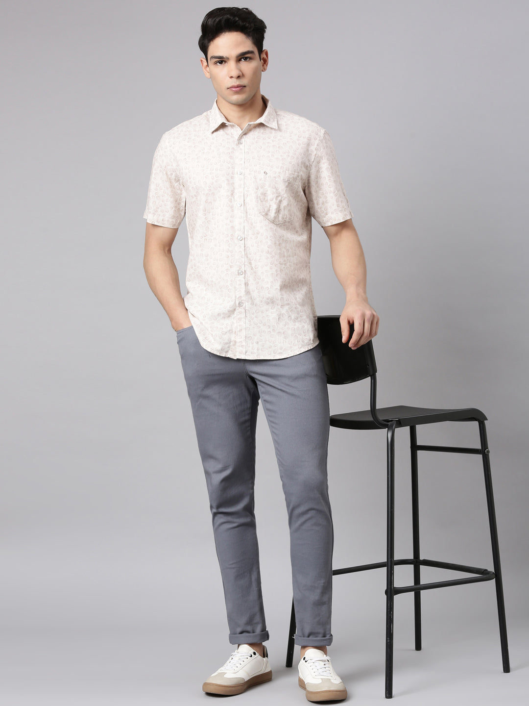 Classic Polo Men's Half Sleeve Multicolor Polo Neck Slim Fit All-Over Print Cotton Casual Shirt | LSHR1-EL-05 B-HS-PRT-SF