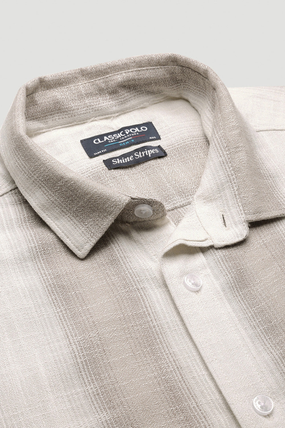 Classic Polo Men's Half Sleeve Beige/Brown Polo Neck Slim Fit Striped Shirt | SP2-GN-01 A-HS-STR-BSL
