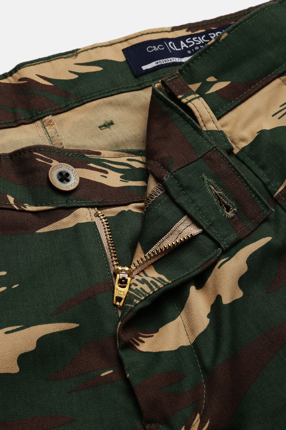 Classic Polo Men's Camoflague Slim Fit All Over Print Cargo Trouser | CPCRG-CL-04 A-BRN-CRF-LY