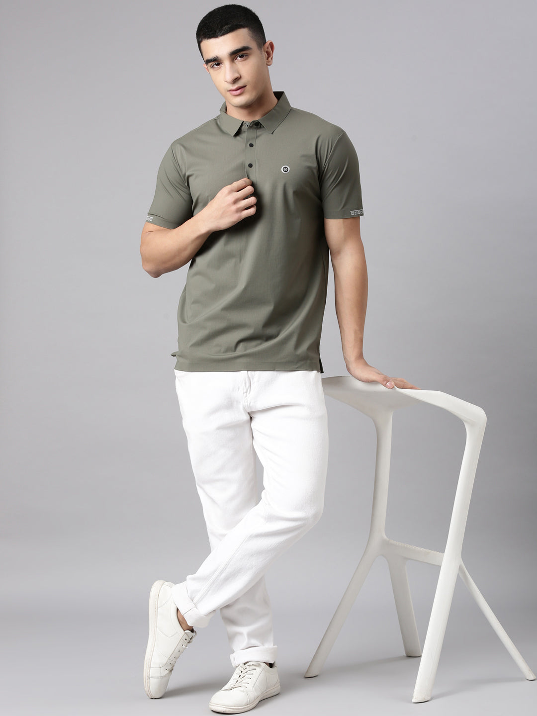 Classic Polo Men's Half Sleeve Olive Green Polo Neck Slim Fit Solid Premium Cotton T-Shirt | UNICO - 167 SF P