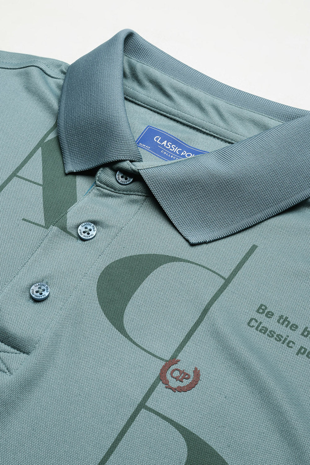 Classic Polo Men's Half Sleeve Dark Green Polo Neck Slim Fit Printed T-Shirt | VIVID POLO - 34 B SF P