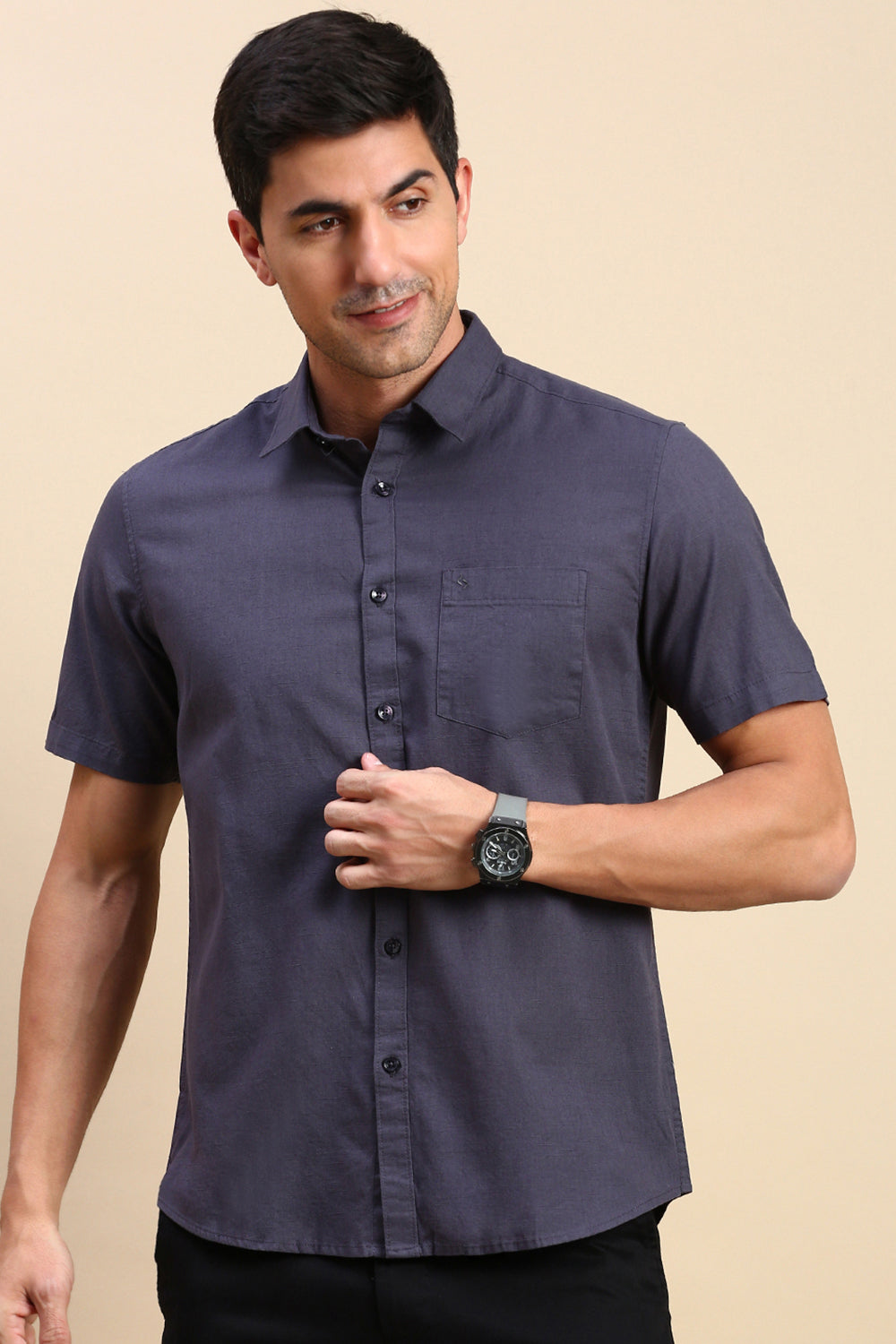 Classic Polo Men's Half Sleeve Dark Grey Polo Neck Slim Fit Solid Casual Shirt | TOY-TRALIX-D.GREY SF HS