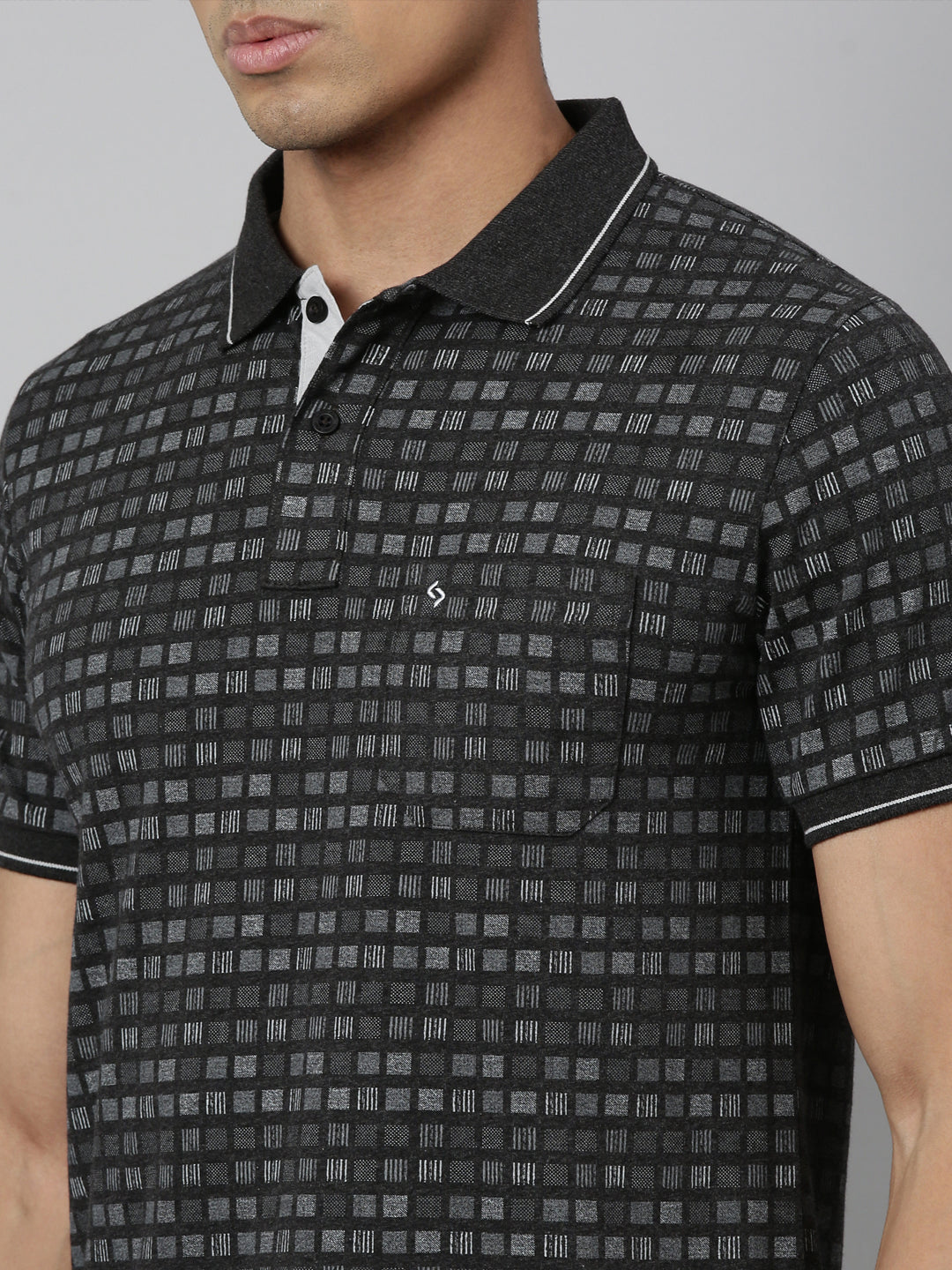 Classic Polo Men's Polo Neck Cotton Black Slim Fit Printed T-Shirt | BELLO-257 A SF P