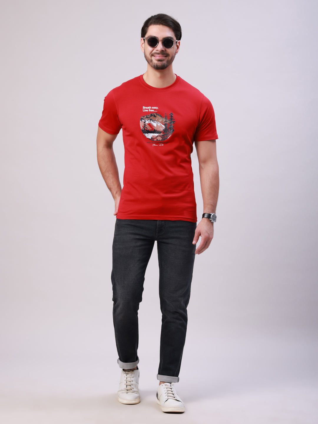 Classic Polo Men's Dark Grey Solid Cotton Ankle Fit Jeans | LDMQ2-15-S.GRY-AF